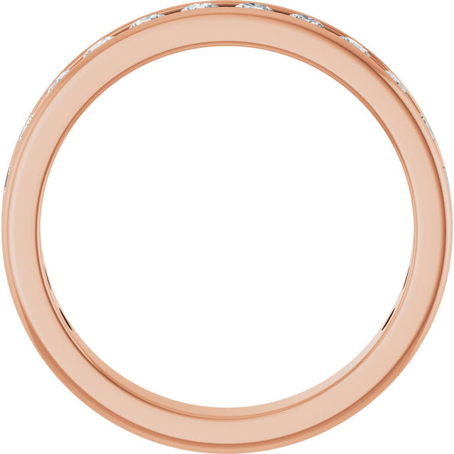 14K Gold Round Lab-Grown Diamond Channel-Set Anniversary Band – 2.25 mm Stones - Rose Gold - view 2
