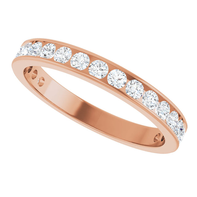 14K Gold Round Lab-Grown Diamond Channel-Set Anniversary Band – 3 mm Stones (1 7/8–2 CTW) - Rose Gold - view 5