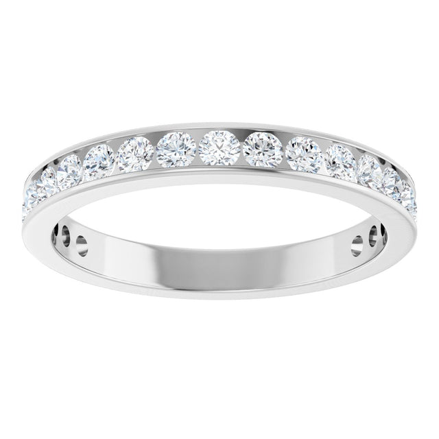 14K Gold Round Natural Diamond Channel-Set Anniversary Band – 3 mm Stones (1 7/8–2 CTW) - White Gold - view 3
