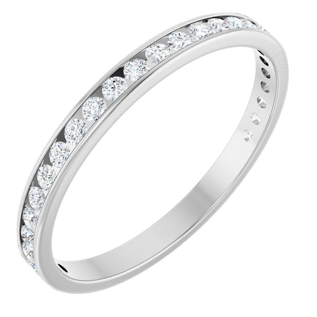 14K Gold Round Lab-Grown Diamond Channel-Set Anniversary Band – 2.25 mm Stones (1 CTW) - White Gold
