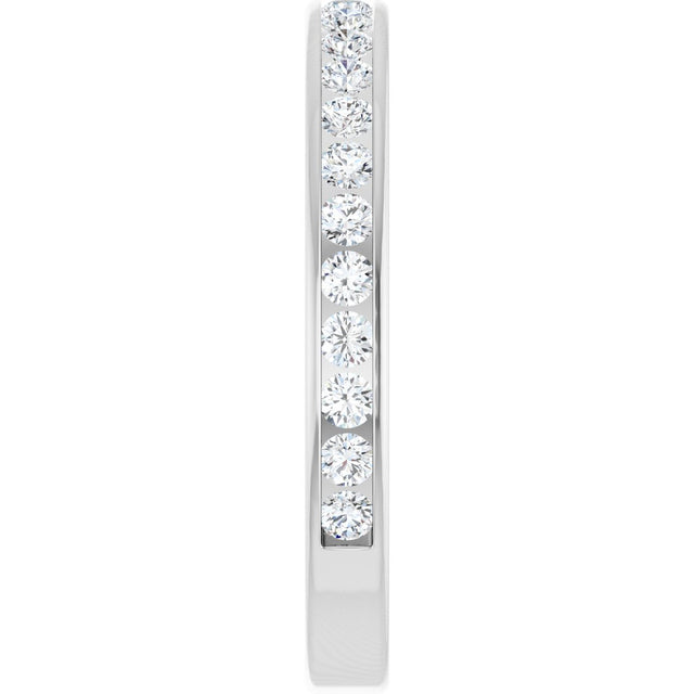 14K Gold Round Natural Diamond Channel-Set Anniversary Band – 2 mm Stones - White Gold - view 4