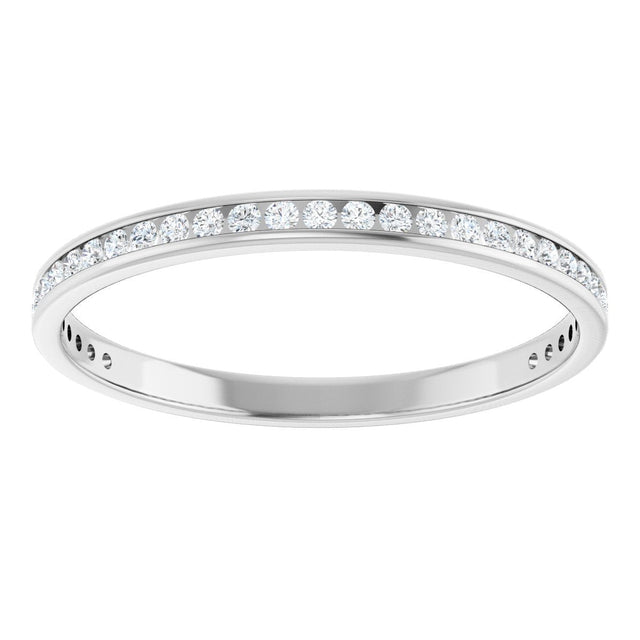 14K Gold Round Lab-Grown Diamond Channel-Set Anniversary Band – 1.5 mm Stones (1/2 CTW) - White Gold - view 3