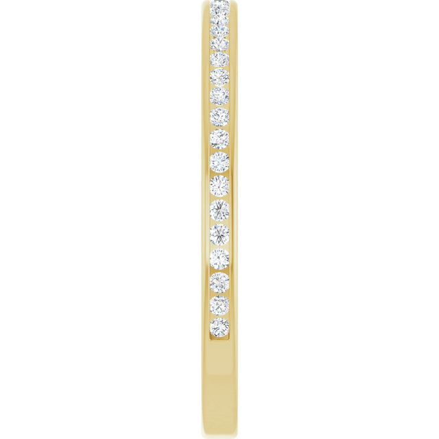 14K Gold Round Natural Diamond Channel-Set Anniversary Band – 1.5 mm Stones (1/2 CTW) - Yellow Gold - view 4