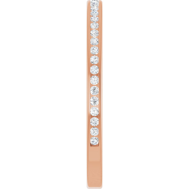 14K Gold Round Natural Diamond Channel-Set Anniversary Band – 1.5 mm Stones (1/2 CTW) - Rose Gold - view 4