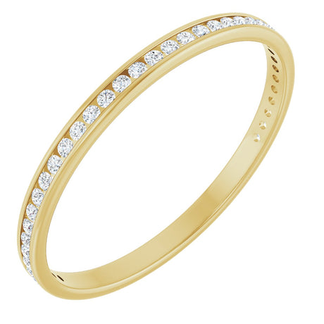14K Gold Round Lab-Grown Diamond Channel-Set Anniversary Band – 1.5 mm Stones (1/2 CTW) - Yellow Gold