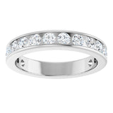 14K Gold Round Natural Diamond Channel-Set Anniversary Band – 2.5 mm Stones - White Gold - view 3