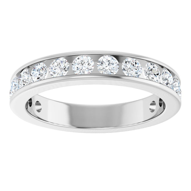 14K Gold Round Natural Diamond Channel-Set Anniversary Band – 2.5 mm Stones - White Gold - view 3
