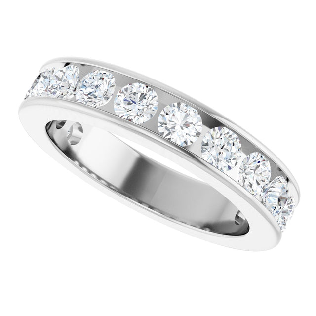 14K Gold Round Natural Diamond Channel-Set Anniversary Band – 3 mm Stones - White Gold - view 5