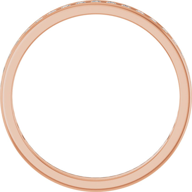 14K Gold Round Natural Diamond Channel-Set Anniversary Band – 2 mm Stones - Rose Gold - view 2