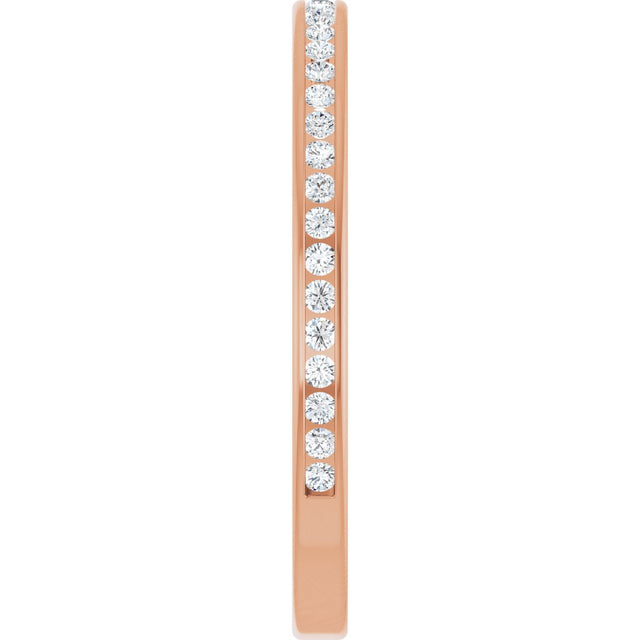 14K Gold Round Natural Diamond Channel-Set Anniversary Band – 1.5 mm Stones (1/2 CTW) - Rose Gold - view 4