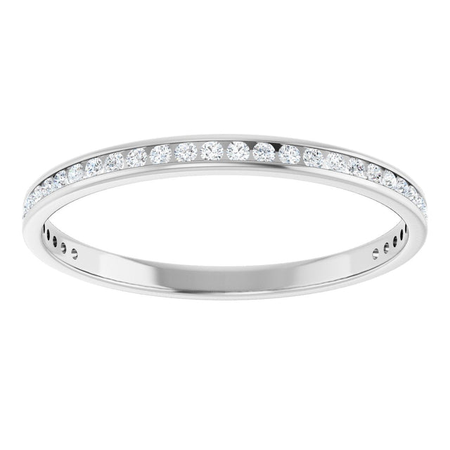 14K Gold Round Lab-Grown Diamond Channel-Set Anniversary Band – 1.5 mm Stones (1/2 CTW) - White Gold - view 3
