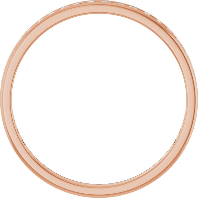 14K Gold Round Lab-Grown Diamond Channel-Set Anniversary Band – 1.5 mm Stones (1/2 CTW) - Rose Gold - view 2