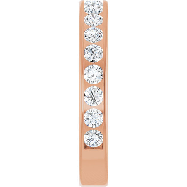 14K Gold Round Natural Diamond Channel-Set Anniversary Band – 2.25 mm Stones - Rose Gold - view 4