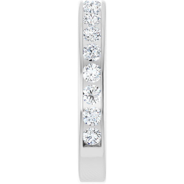 14K Gold Round Natural Diamond Channel-Set Anniversary Band – 2.25 mm Stones - White Gold - view 4