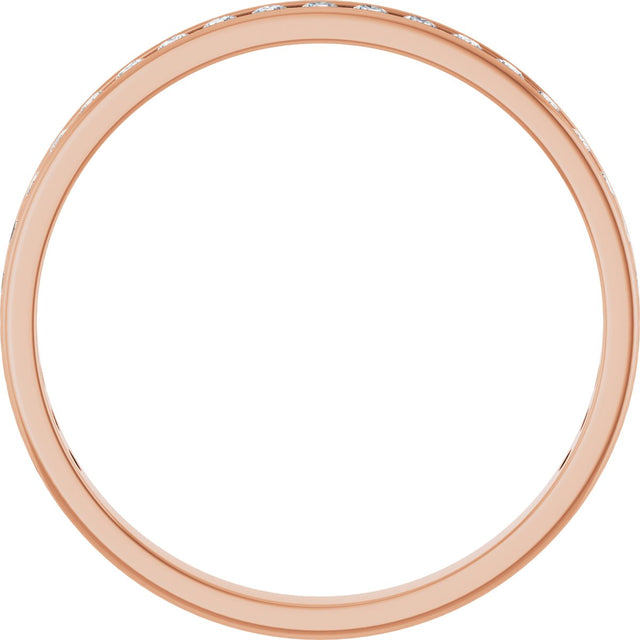 14K Gold Round Lab-Grown Diamond Channel-Set Anniversary Band – 2.25 mm Stones (1 CTW) - Rose Gold - view 2