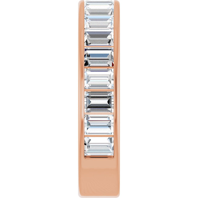 14K Gold Straight Baguette Natural Diamond Channel-Set Anniversary Band – 3x2 mm Stones - Rose Gold - view 4