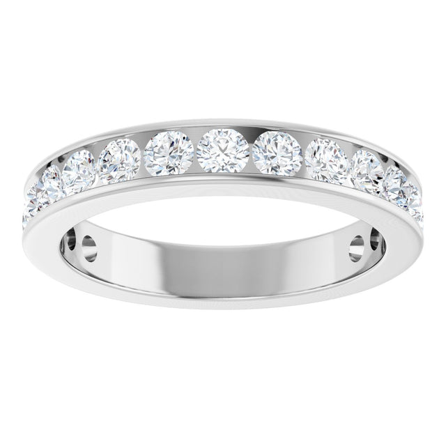 14K Gold Round Lab-Grown Diamond Channel-Set Anniversary Band – 3 mm Stones - White Gold - view 3