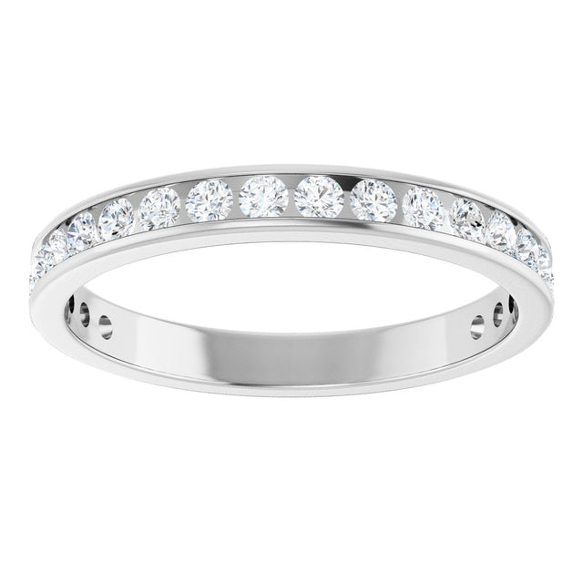 14K Gold Round Natural Diamond Channel-Set Anniversary Band – 2.25 mm Stones - White Gold - view 3