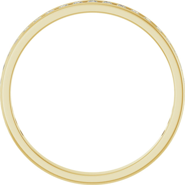 14K Gold Round Natural Diamond Channel-Set Anniversary Band – 2.25 mm Stones (1 CTW) - Yellow Gold - view 2