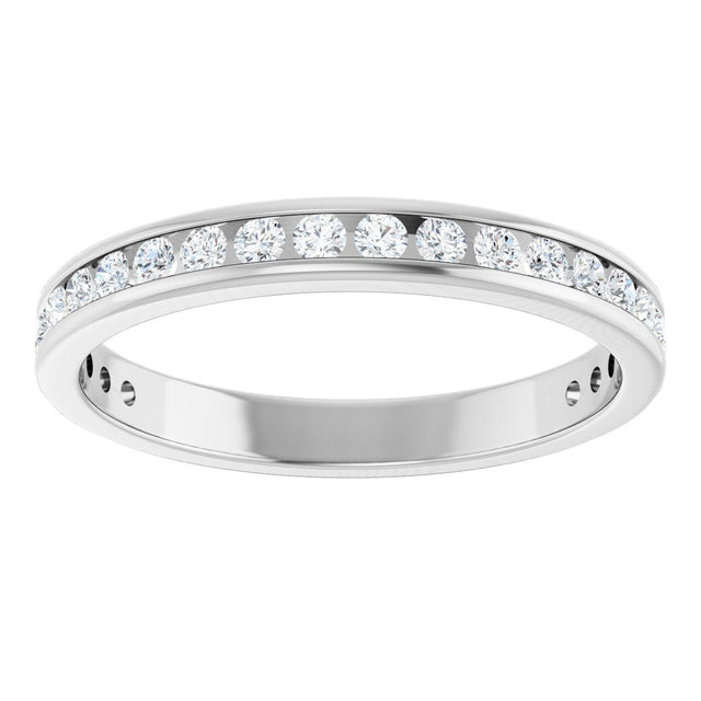 14K Gold Round Natural Diamond Channel-Set Anniversary Band – 1.5 mm Stones - White Gold - view 3