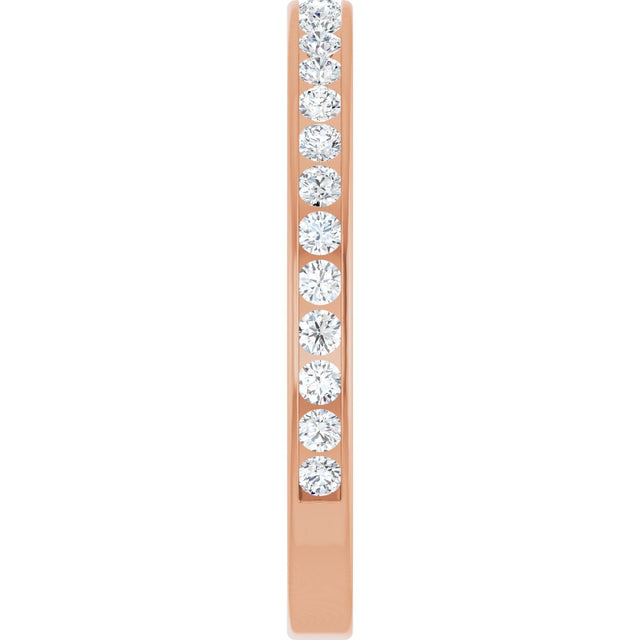 14K Gold Round Natural Diamond Channel-Set Anniversary Band – 2.25 mm Stones (1 CTW) - Rose Gold - view 4