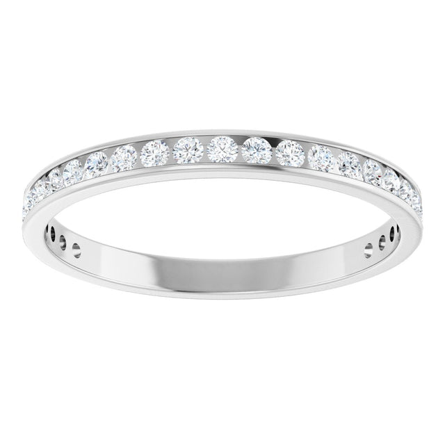 14K Gold Round Natural Diamond Channel-Set Anniversary Band – 2.25 mm Stones (1 CTW) - White Gold - view 3