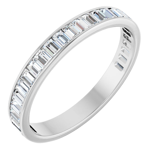 14K Gold Straight Baguette Lab-Grown Diamond Channel-Set Anniversary Band – 3x2 mm Stones - White Gold