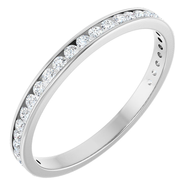 14K Gold Round Lab-Grown Diamond Channel-Set Anniversary Band – 2 mm Stones - White Gold