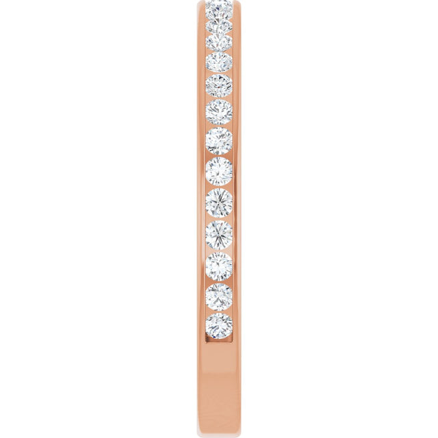 14K Gold Round Lab-Grown Diamond Channel-Set Anniversary Band – 2 mm Stones - Rose Gold - view 4