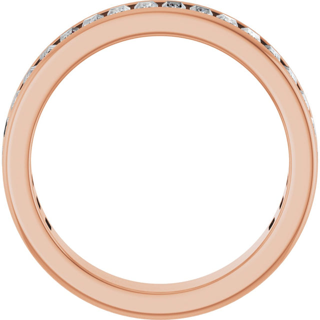 14K Gold Straight Baguette Natural Diamond Channel-Set Anniversary Band – 3x1.5 mm Stones - Rose Gold - view 2