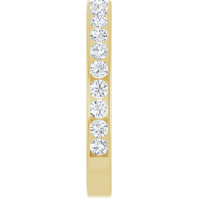 14K Gold Round Natural Diamond Channel-Set Anniversary Band – 3 mm Stones (1 7/8–2 CTW) - Yellow Gold - view 4