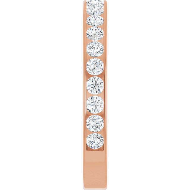 14K Gold Round Natural Diamond Channel-Set Anniversary Band – 3 mm Stones (1 7/8–2 CTW) - Rose Gold - view 4