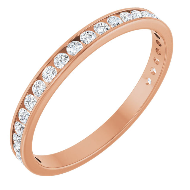 14K Gold Round Lab-Grown Diamond Channel-Set Anniversary Band – 2.25 mm Stones (1 CTW) - Rose Gold