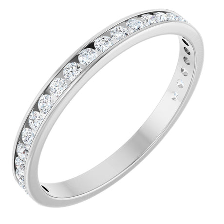 14K Gold Round Lab-Grown Diamond Channel-Set Anniversary Band – 2.25 mm Stones (1 CTW) - White Gold
