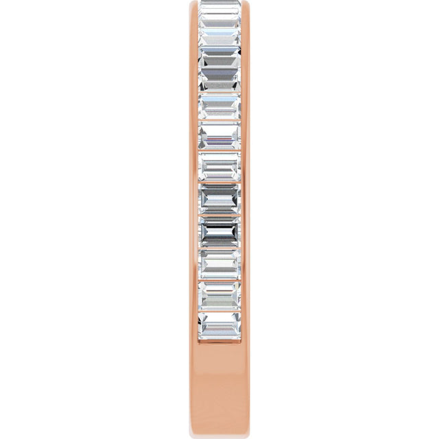 14K Gold Straight Baguette Lab-Grown Diamond Channel-Set Anniversary Band – 3x2 mm Stones - Rose Gold - view 4