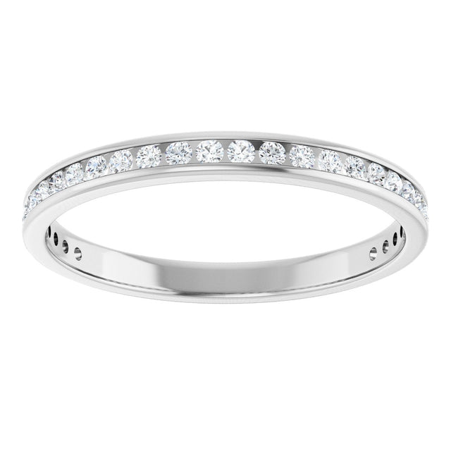 14K Gold Round Lab-Grown Diamond Channel-Set Anniversary Band – 1.5 mm Stones (1/2 CTW) - White Gold - view 3