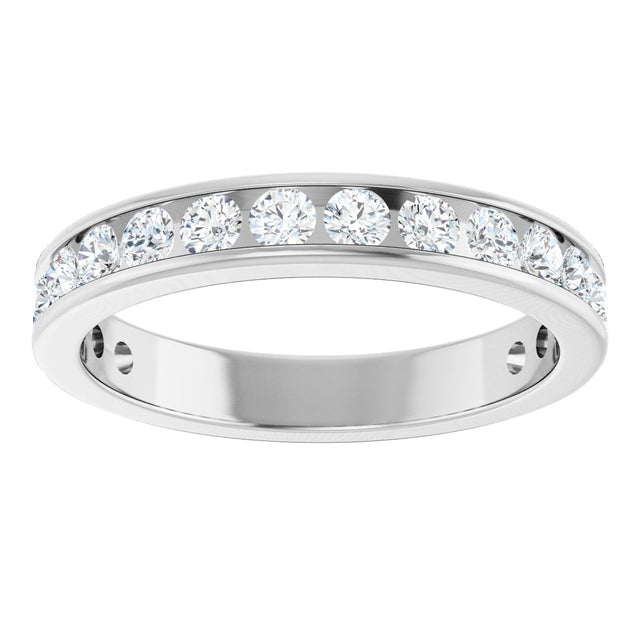 14K Gold Round Natural Diamond Channel-Set Anniversary Band – 2.25 mm Stones - White Gold - view 3