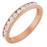 14K Gold Round Natural Diamond Channel-Set Anniversary Band – 3 mm Stones (1 7/8–2 CTW) - Rose Gold