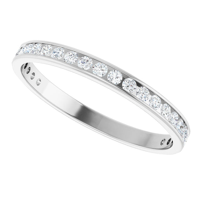 14K Gold Round Lab-Grown Diamond Channel-Set Anniversary Band – 2.25 mm Stones (1 CTW) - White Gold - view 5