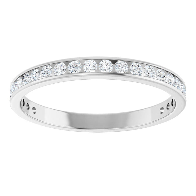 14K Gold Round Natural Diamond Channel-Set Anniversary Band – 2.25 mm Stones (1 CTW) - White Gold - view 3