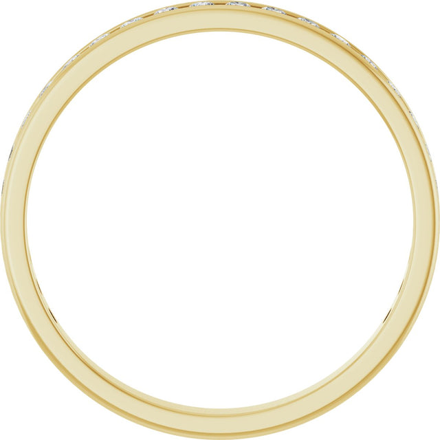 14K Gold Round Natural Diamond Channel-Set Anniversary Band – 2.25 mm Stones (1 CTW) - Yellow Gold - view 2