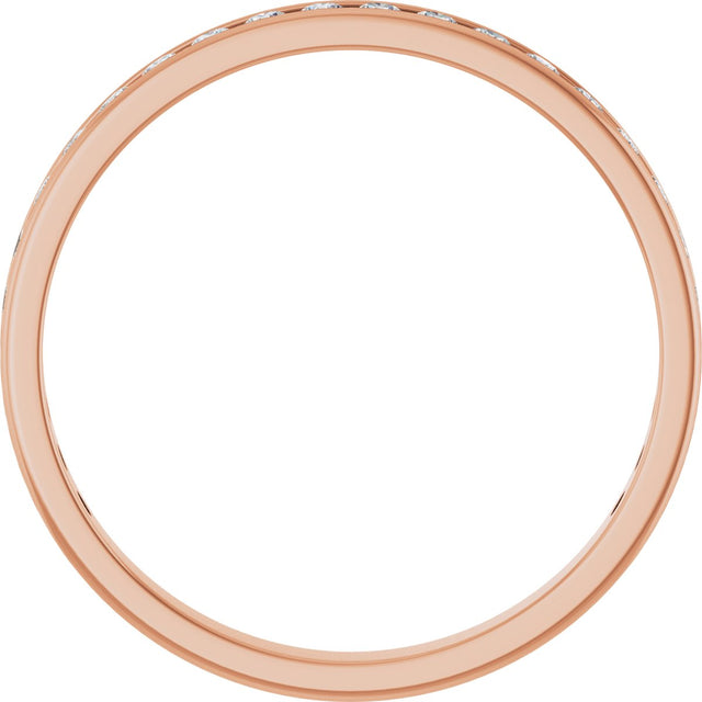 14K Gold Round Natural Diamond Channel-Set Anniversary Band – 2.25 mm Stones (1 CTW) - Rose Gold - view 2