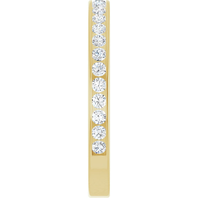 14K Gold Round Natural Diamond Channel-Set Anniversary Band – 2.25 mm Stones (1 CTW) - Yellow Gold - view 4