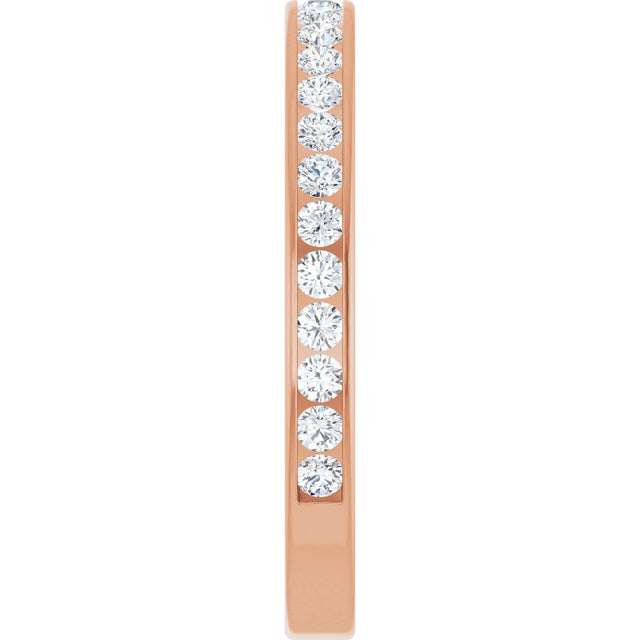 14K Gold Round Lab-Grown Diamond Channel-Set Anniversary Band – 2.25 mm Stones (1 CTW) - Rose Gold - view 4