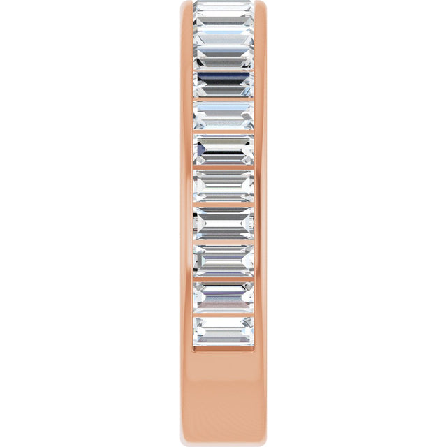 14K Gold Straight Baguette Natural Diamond Channel-Set Anniversary Band – 3x1.5 mm Stones - Rose Gold - view 4