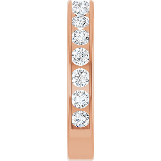 14K Gold Round Natural Diamond Channel-Set Anniversary Band – 2.5 mm Stones - Rose Gold - view 4