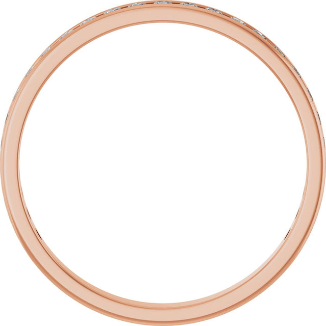 14K Gold Round Lab-Grown Diamond Channel-Set Anniversary Band – 2.25 mm Stones (1 CTW) - Rose Gold - view 2