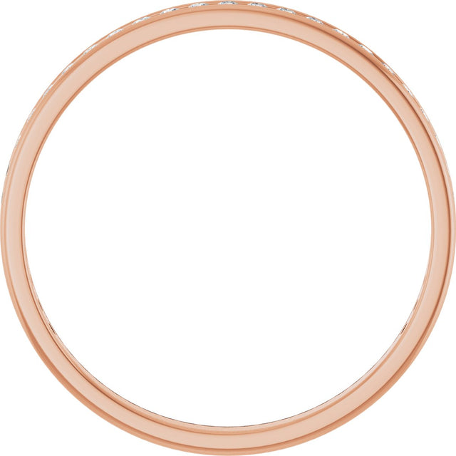 14K Gold Round Lab-Grown Diamond Channel-Set Anniversary Band – 1.5 mm Stones (1/2 CTW) - Rose Gold - view 2