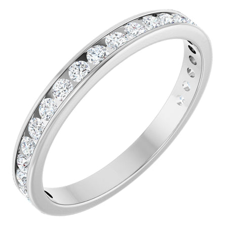 14K Gold Round Lab-Grown Diamond Channel-Set Anniversary Band – 2.25 mm Stones - White Gold