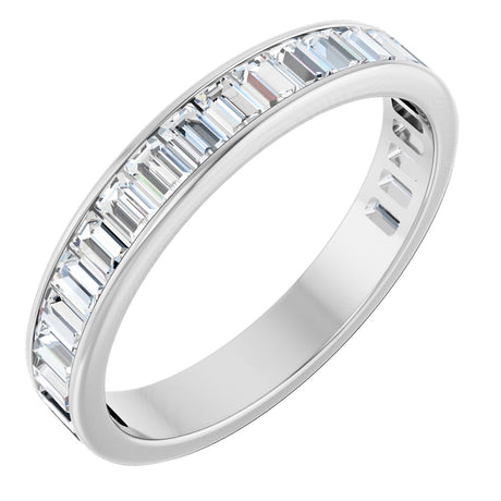 14K Gold Straight Baguette Lab-Grown Diamond Channel-Set Anniversary Band – 3x2 mm Stones - White Gold